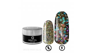 Grattol Gel Crystal Bright 04 - Гель со светоотражающим крупным глиттером, 15 мл